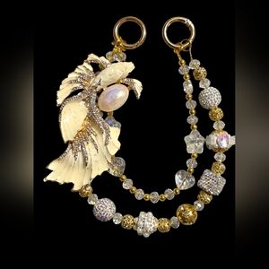 Elegant Gold and Cream Koi Fish Bag Charm